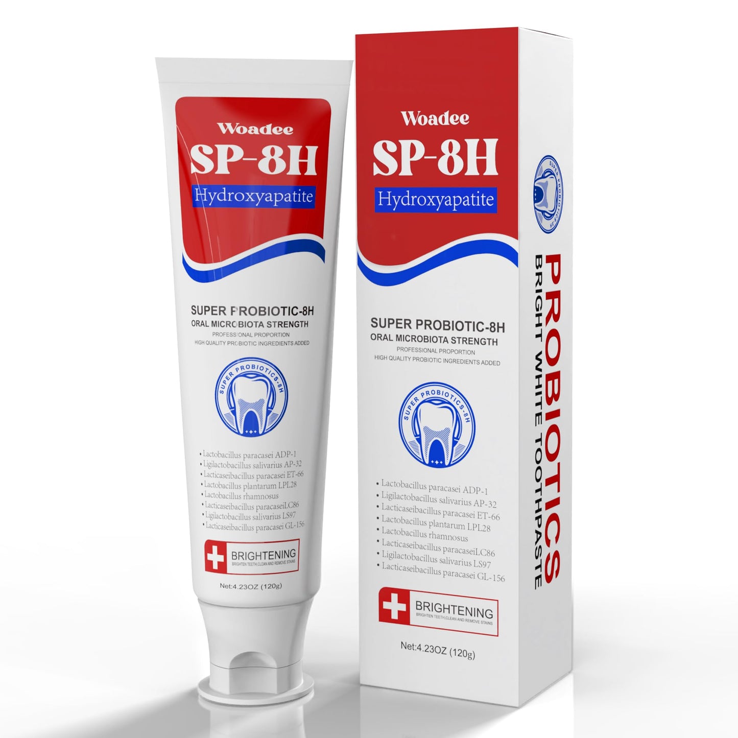 SP-8 Hydroxyapatite Probiotic Whitening Toothpaste – 8 Probiotics + Hydroxyapatite Formula for Whitening, Enamel Protection, Mint Flavor, Fluoride-Free