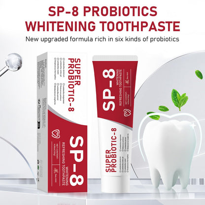 SP-8 Probiotics Whitening Toothpaste – Fluoride-Free, Probiotic-Infused, Ultra Fresh Mint (2 Pcs)