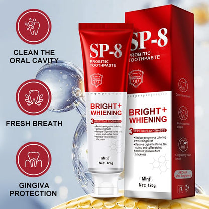 SP-8 Probiotics Whitening Toothpaste - Enamel-Safe, Fluoride-Free Whitening & Gum Health