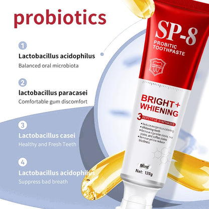 SP-8 Probiotics Whitening Toothpaste - Enamel-Safe, Fluoride-Free Whitening & Gum Health