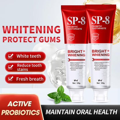 SP-8 Probiotics Whitening Toothpaste - Enamel-Safe, Fluoride-Free Whitening & Gum Health