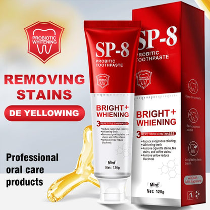 SP-8 Probiotics Whitening Toothpaste - Enamel-Safe, Fluoride-Free Whitening & Gum Health