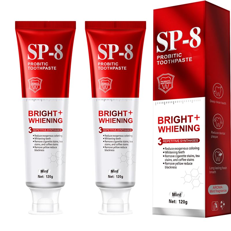 SP-8 Probiotics Whitening Toothpaste – Enamel-Safe, Fluoride-Free, Double Mint Flavor