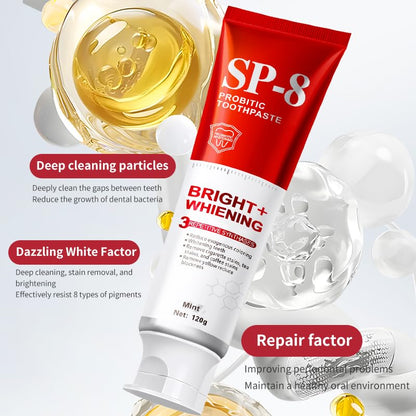 SP-8 Probiotics Whitening Toothpaste – Enamel-Safe, Fluoride-Free, Double Mint Flavor