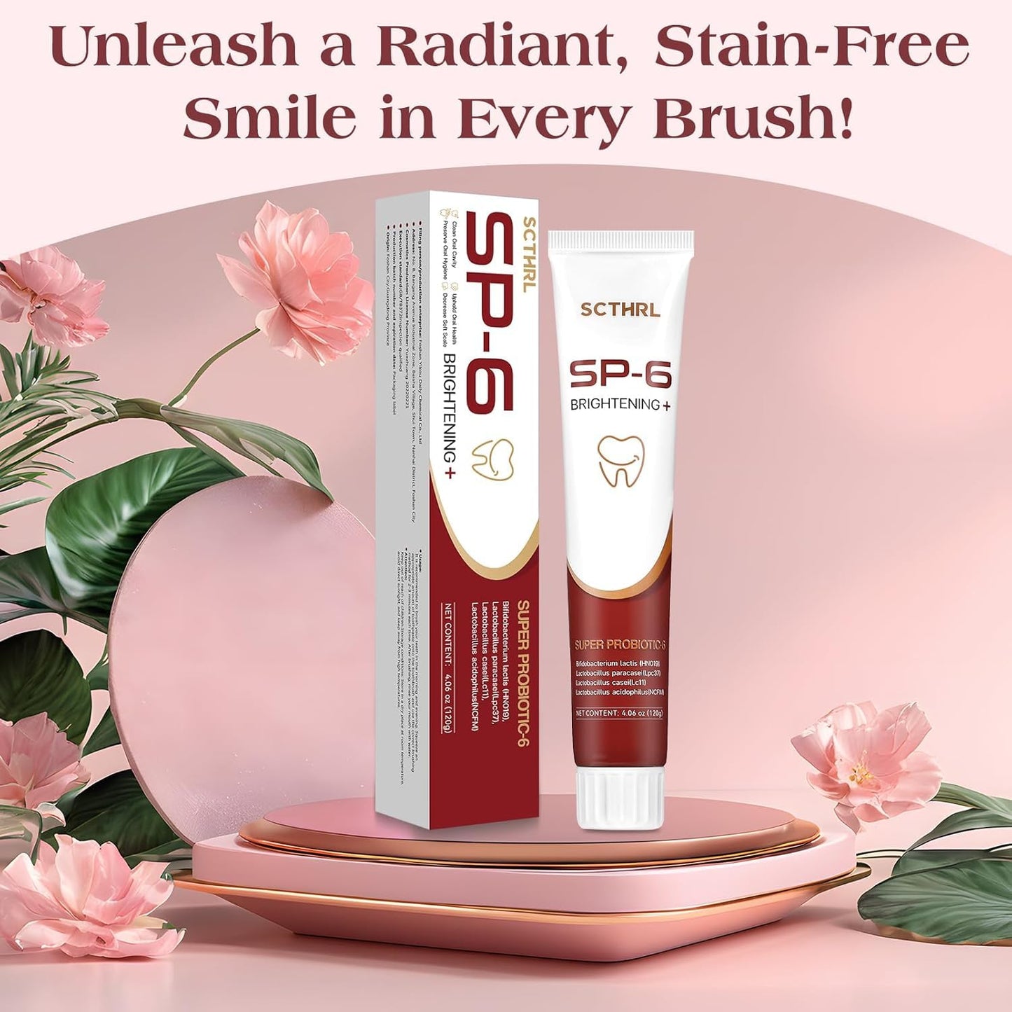 SP-6 Probiotic Whitening Toothpaste – Fluoride Free, Mint, Sensitive Teeth
