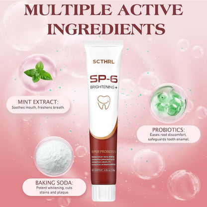 SP-6 Probiotic Whitening Toothpaste – Fluoride Free, Mint, Sensitive Teeth