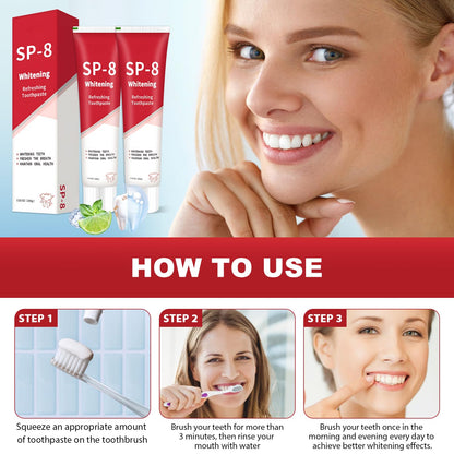 Sp8 Probiotic Brightening Toothpaste – SP-8 Ultra Whitening, 2 Tubes + 2 Toothbrushes