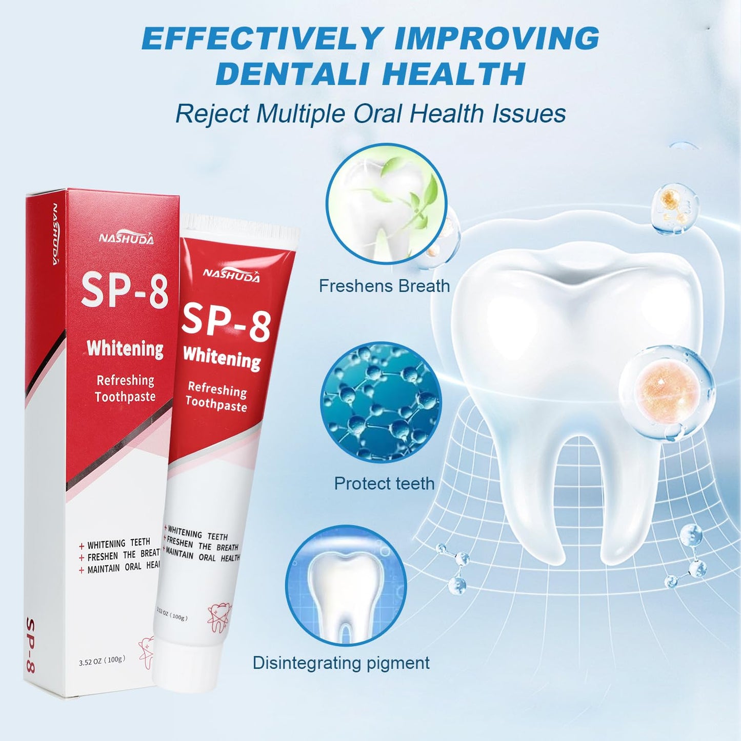 SP-8 Probiotic Ultra Whitening Toothpaste – Fresh Breath & Deep Cleaning (2PCS)