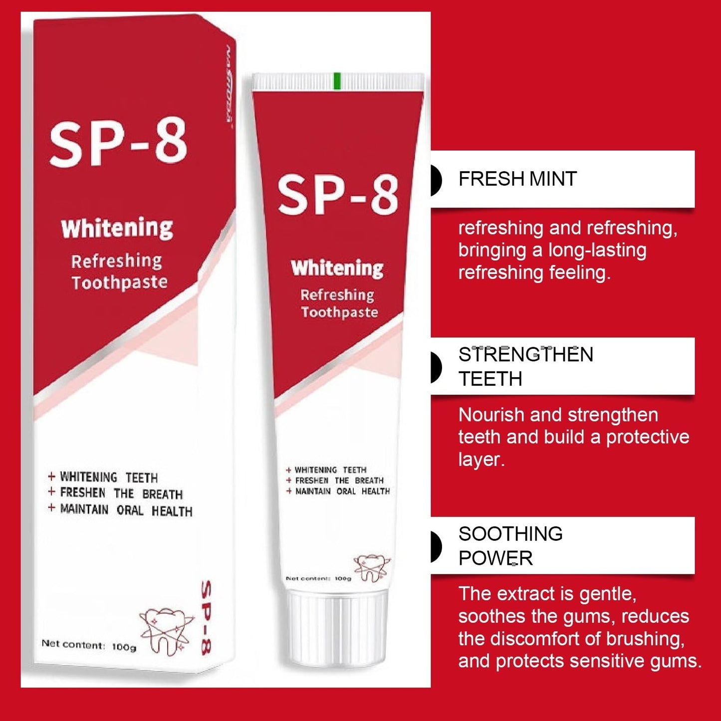 SP8 Toothpaste (2Pcs) SP-8 Probiotic Whitening – Ultra Whitening & Gum Protection
