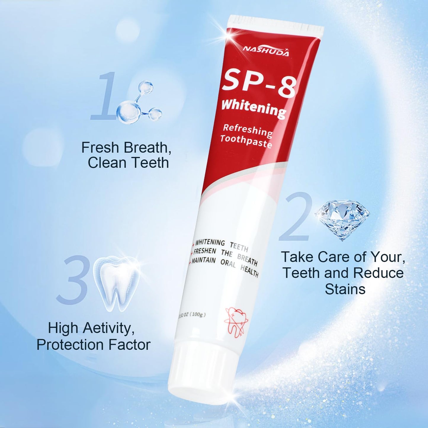 SP-8 Probiotic Ultra Whitening Toothpaste – Fresh Breath & Deep Cleaning (2PCS)