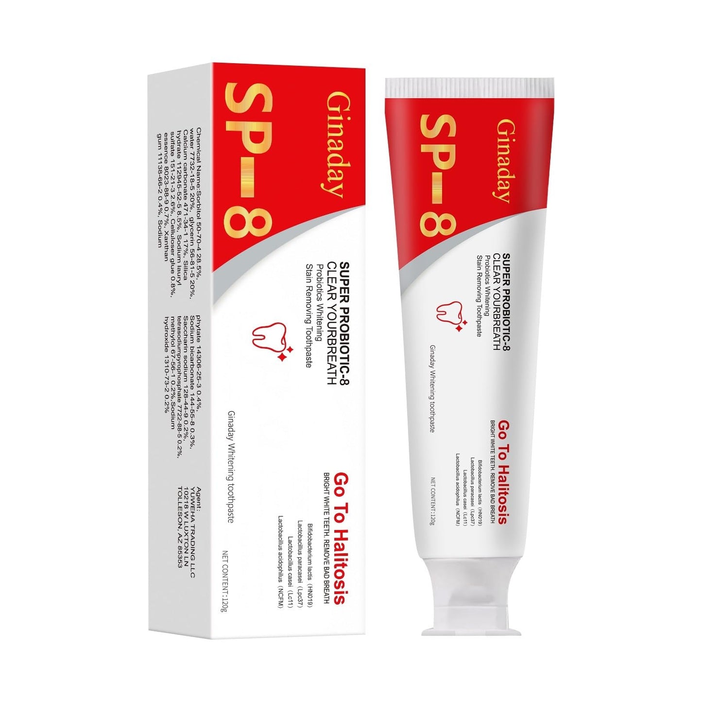 Sp-8 Probiotic Whitening Toothpaste – Oalance Probiotics, Niacinamide, Enamel & Gum Health, Fresh Breath, Fluoride-Free