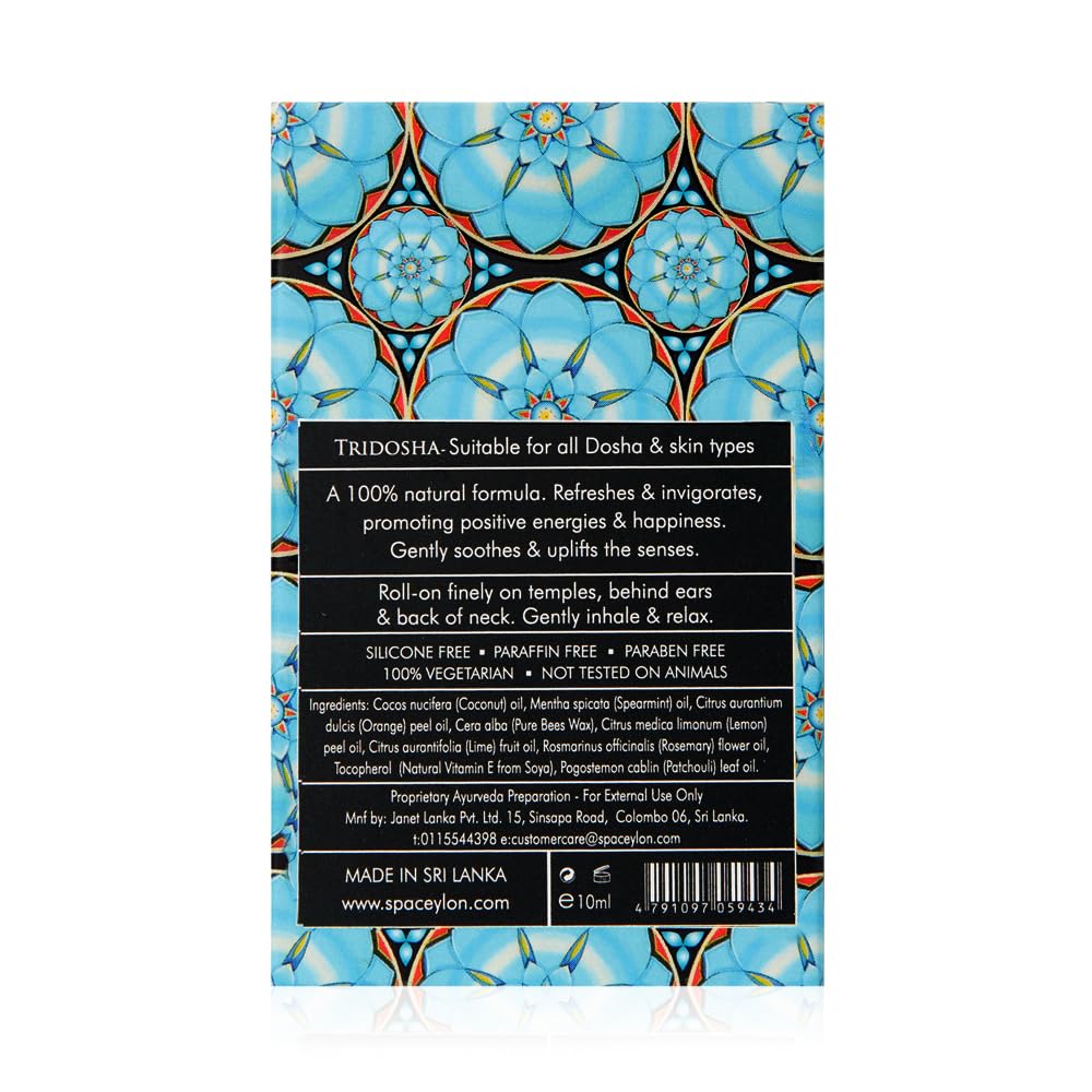 SPA CEYLON Happy Uplifting Balm Roll-On – Naturally Refreshing & Revitalizing | Vegetarian | All Skin Types