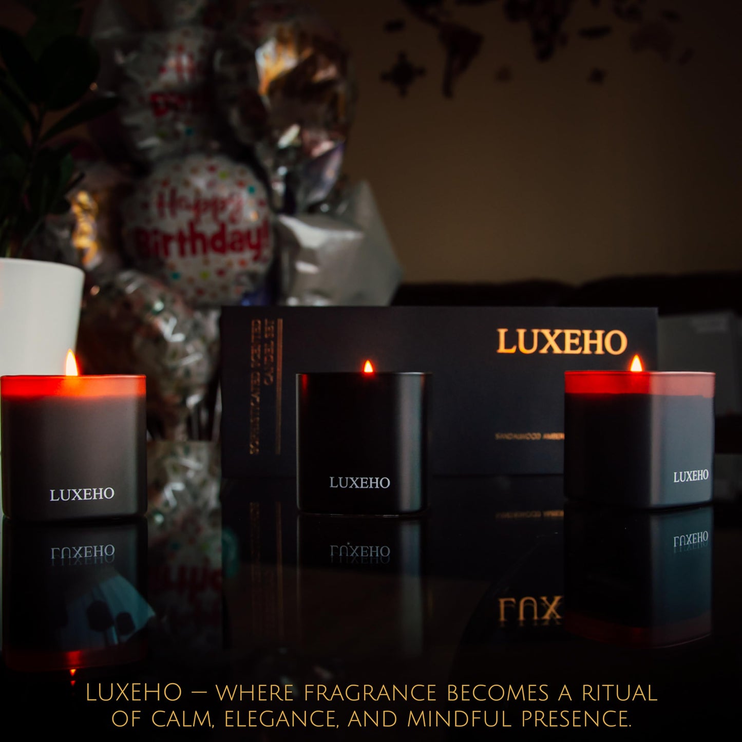 Luxury Scented Candle Gift Set 3-Pack | Champagne, Sandalwood & Amber | Clean Soy Wax