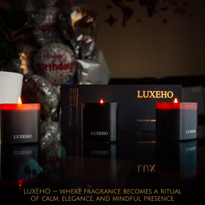 Luxury Scented Candle Gift Set 3-Pack | Champagne, Sandalwood & Amber | Clean Soy Wax
