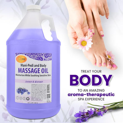 SPA REDI Massage Oil – Lavender Wildflower (128 Oz) | Full Body Massage Therapy