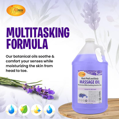SPA REDI Massage Oil – Lavender Wildflower (128 Oz) | Full Body Massage Therapy