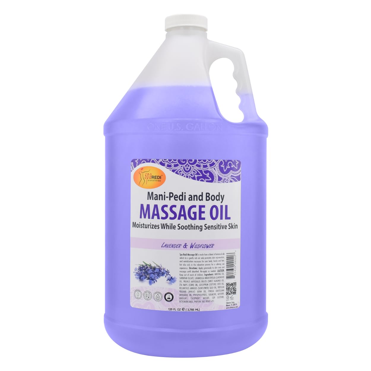 SPA REDI Massage Oil – Lavender Wildflower (128 Oz) | Full Body Massage Therapy