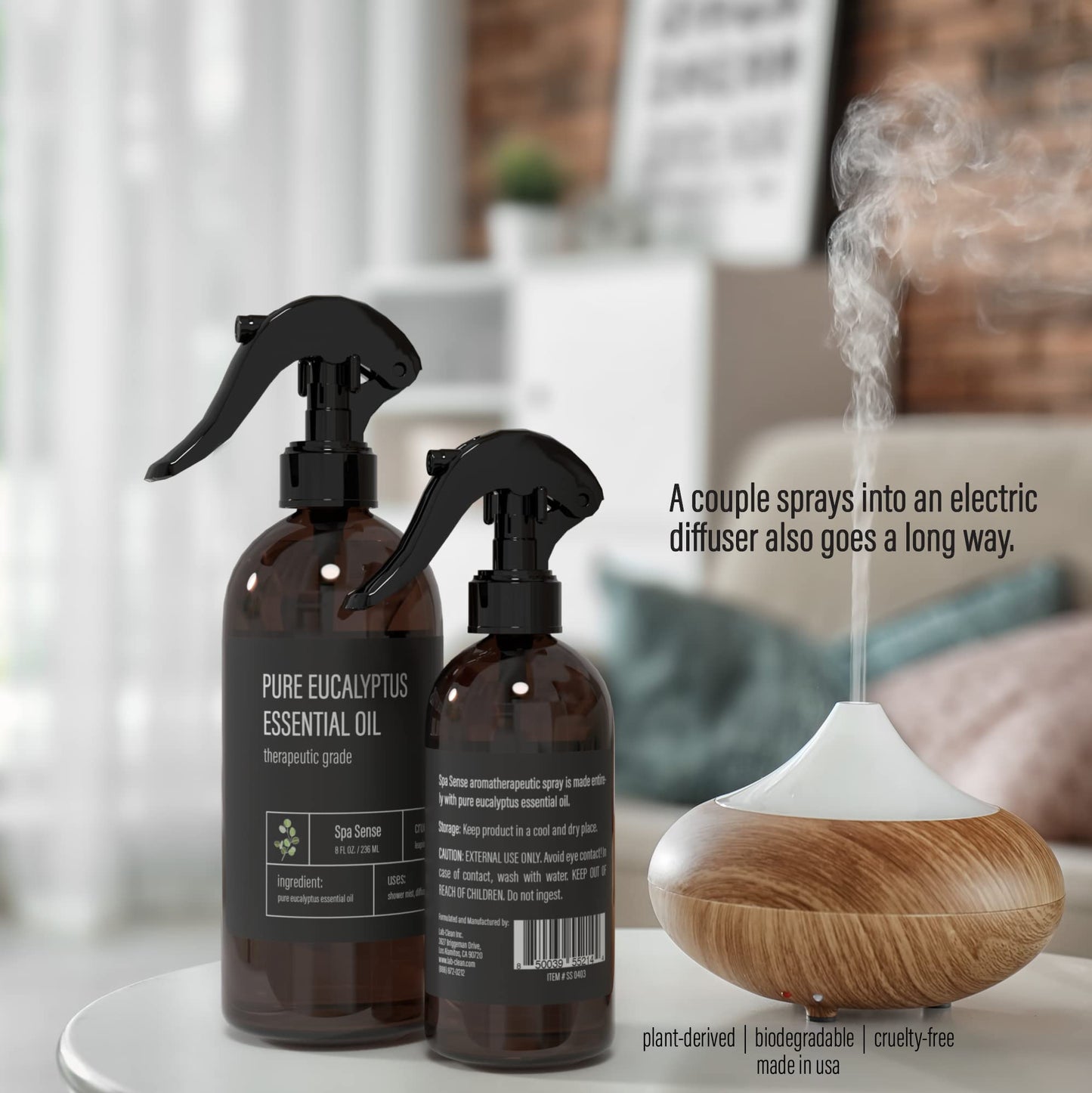 Spa Sense Pure Eucalyptus Shower Mist & Steam Room Spray – 8oz 2 Pack