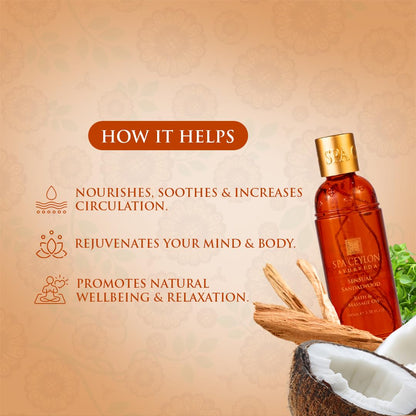 Spa Ceylon Sensual Sandalwood Bath & Massage Oil | Professional Body Oil for Massage Therapy