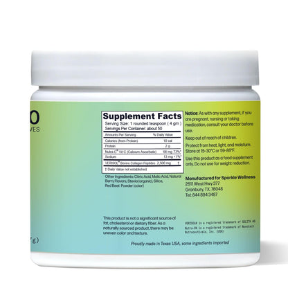 Sparkle Wellness VERISOL Collagen Peptides — Skin, Hair & Nails Support | 50-Serve Mixed Berry