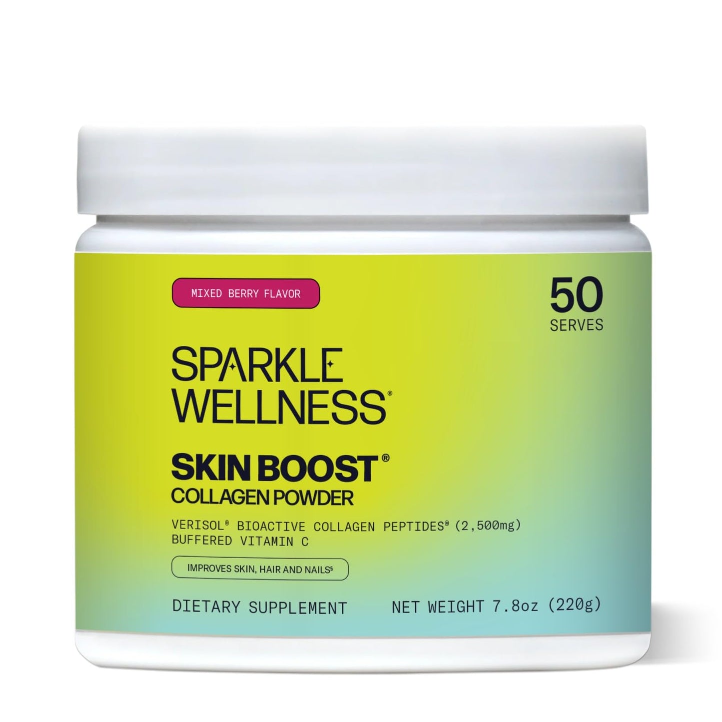 Sparkle Wellness VERISOL Collagen Peptides — Skin, Hair & Nails Support | 50-Serve Mixed Berry