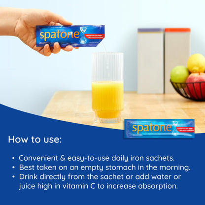 Spatone Natural Liquid Iron Supplement for Women, Men & Kids 4+ | 5 mg per 20 mL Sachet