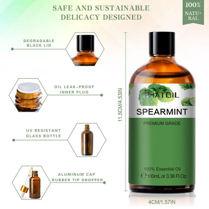Spearmint Essential Oil 100ml | PHATOIL Pure Aromatherapy for Diffuser, DIY Crafts