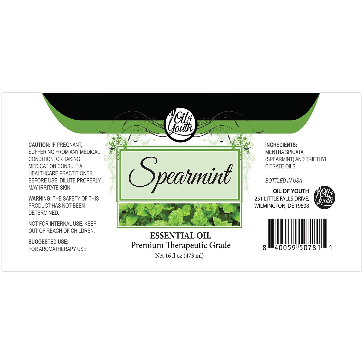 Oil of Youth Spearmint Essential Oil 16oz – Pure Spearmint for Skin Therapy & Aromatherapy