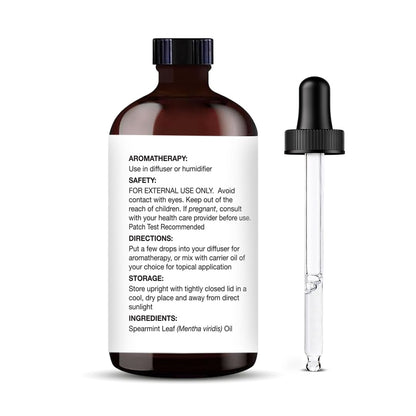 Majestic Pure Spearmint Essential Oil - 4 Fl Oz (Glass Dropper) - 100% Pure & Natural