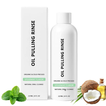 Spearmint Oil Pulling Rinse – Cold-Pressed Coconut Mouthwash, 8 oz