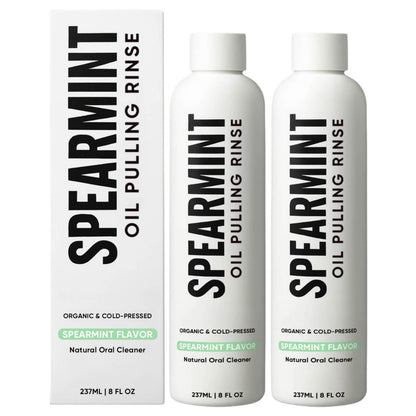 Spearmint Oil Pulling Rinse – with Organic Cold-Pressed Coconut Oil ＆ Mentha Haplocalyx Oil, Natural Mouthwash for Fresh Breath, Healthy Gums & Teeth Whitening, 8 fl oz (2)