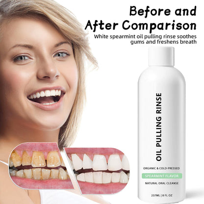 Spearmint Oil Pulling Rinse – Cold-Pressed Coconut Mouthwash, 8 oz