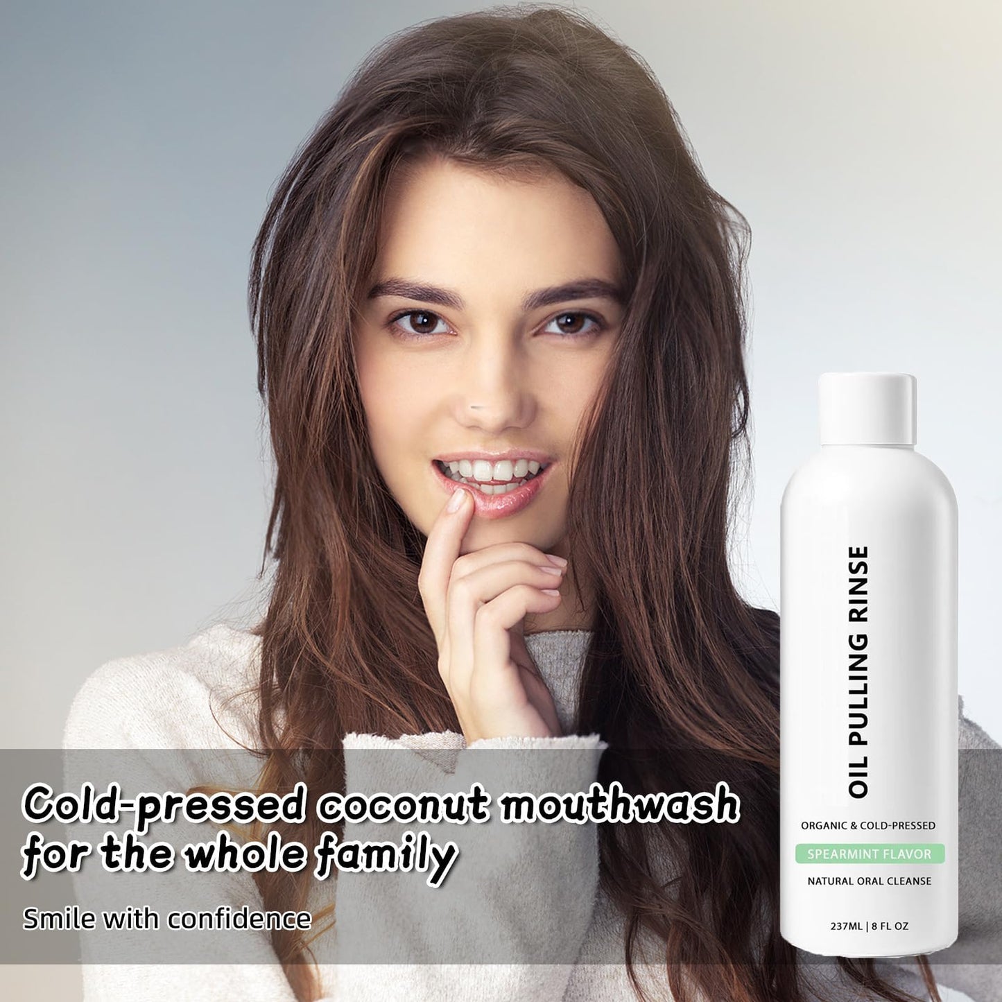 Spearmint Oil Pulling Rinse – Cold-Pressed Coconut Mouthwash, 8 oz