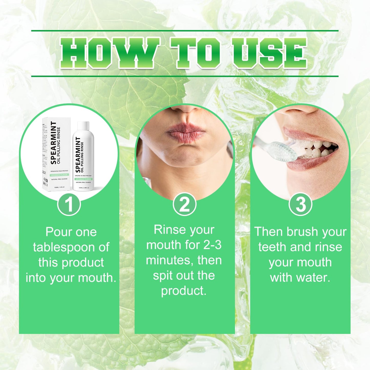 Spearmint Oil Pulling Rinse | Cold-Pressed Coconut Oil for Teeth & Fresh Breath