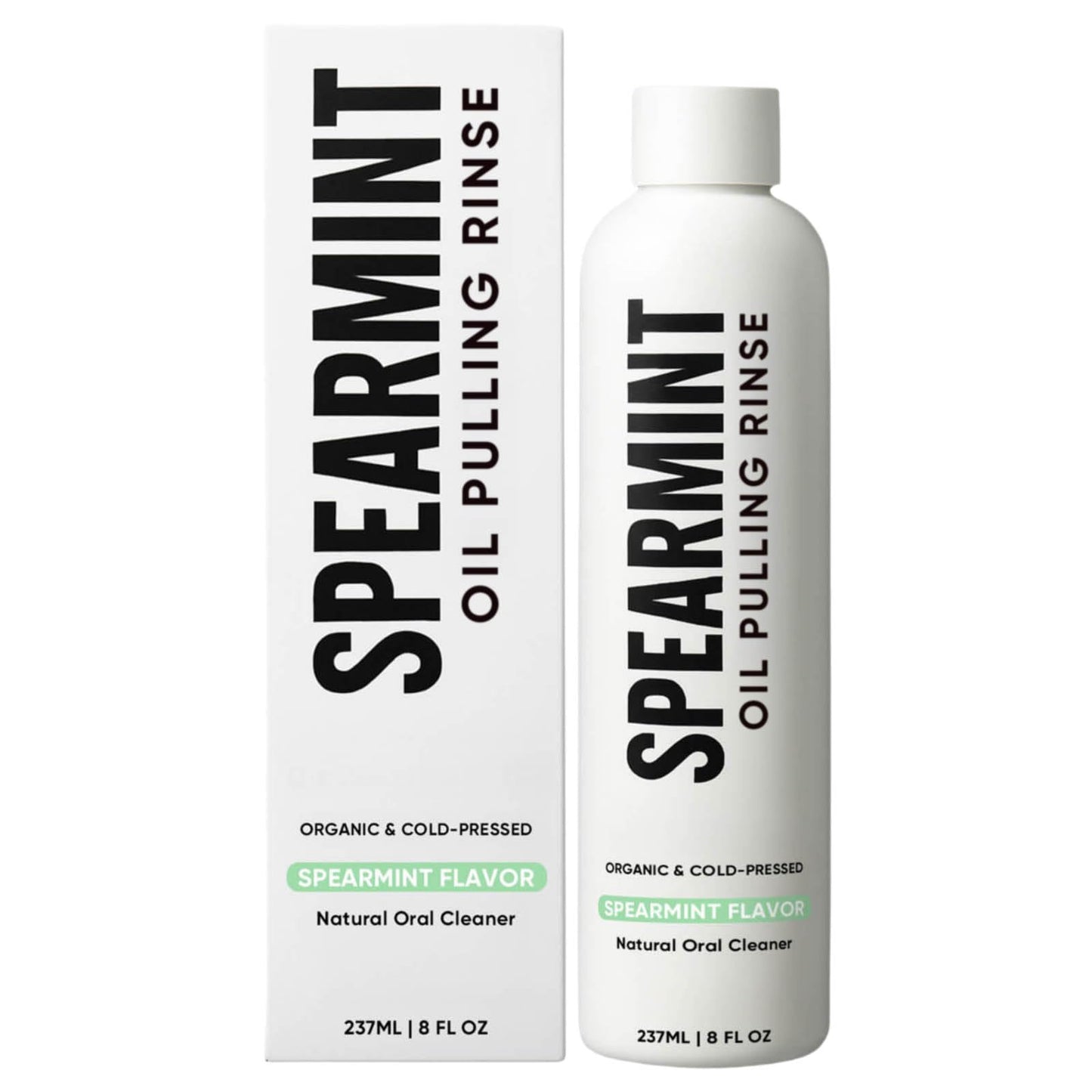 Spearmint Oil Pulling Rinse – Organic Coconut Oil & Mentha Haplocalyx, Fresh Breath & Healthy Gums, 8 fl oz