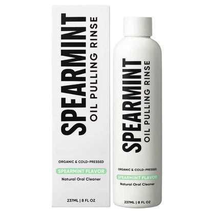 Spearmint Oil Pulling Rinse – Organic Coconut Oil & Mentha Haplocalyx, Fresh Breath & Healthy Gums, 8 fl oz