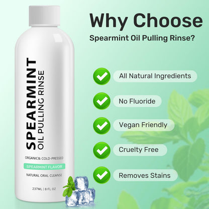 2pcs Spearmint Oil Pulling Rinse – Coconut Oil Mouthwash for Whitening Teeth, Gum Health & Fresh Breath