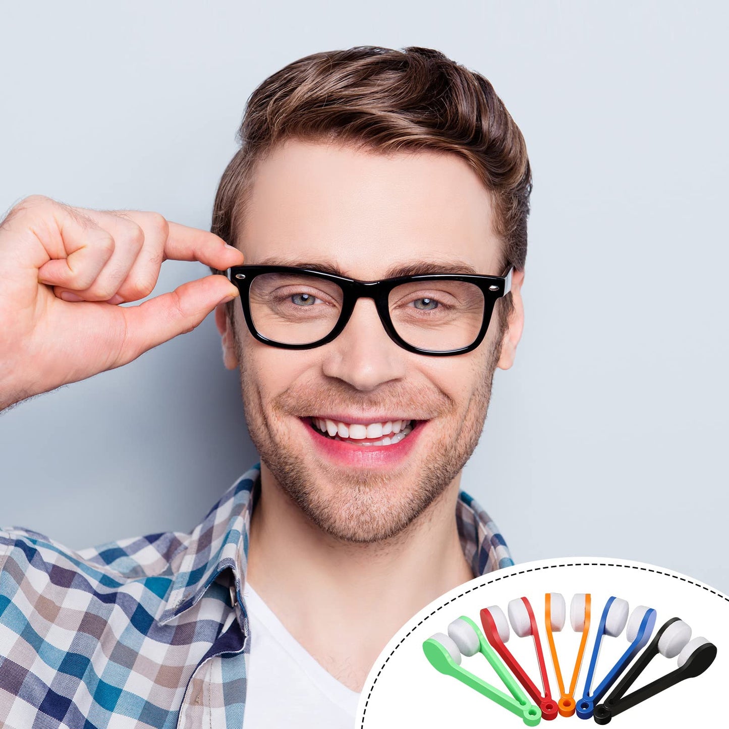 30Pcs Mini Eyeglasses Cleaner Brushes – Microfiber Clip Cleaning Tool, 5 Colors