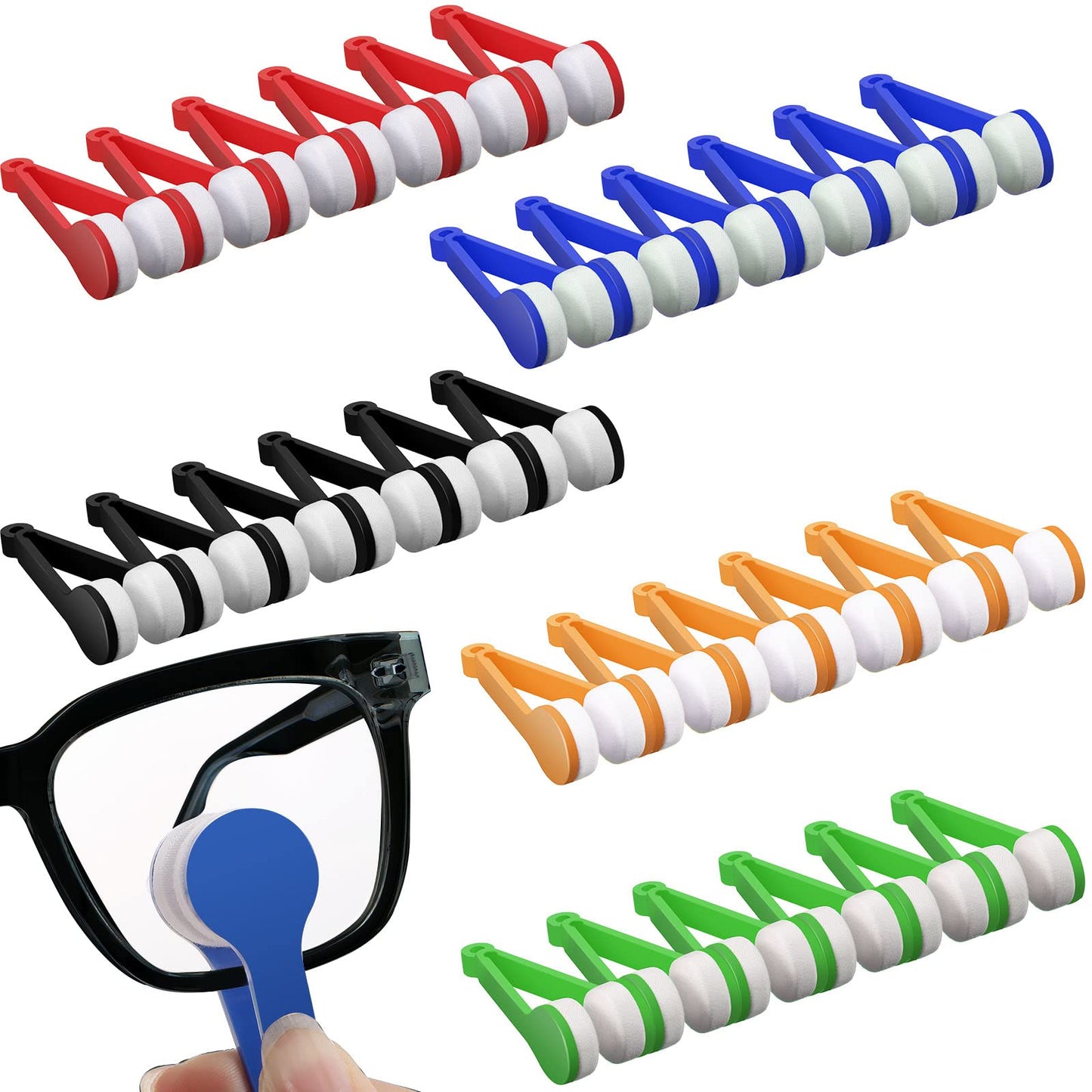 30Pcs Mini Eyeglasses Cleaner Brushes – Microfiber Clip Cleaning Tool, 5 Colors