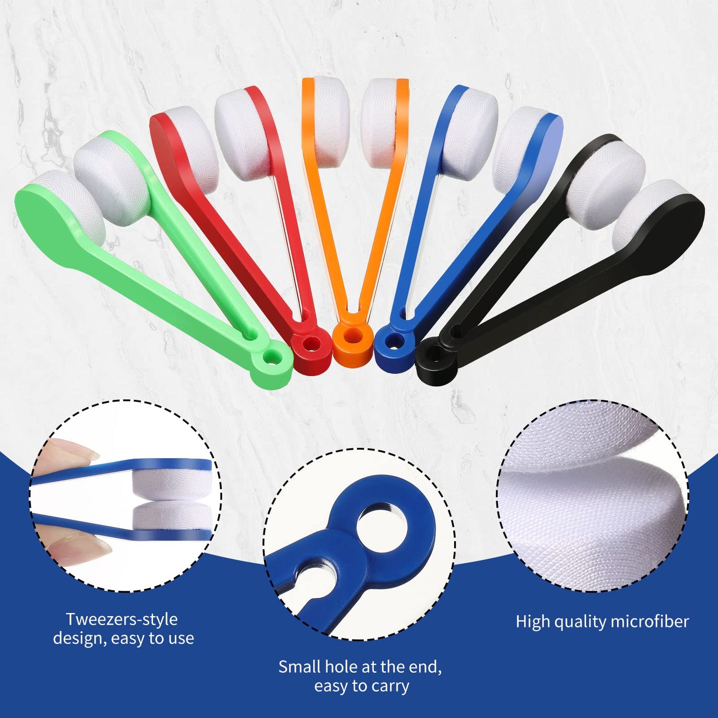 30Pcs Mini Eyeglasses Cleaner Brushes – Microfiber Clip Cleaning Tool, 5 Colors