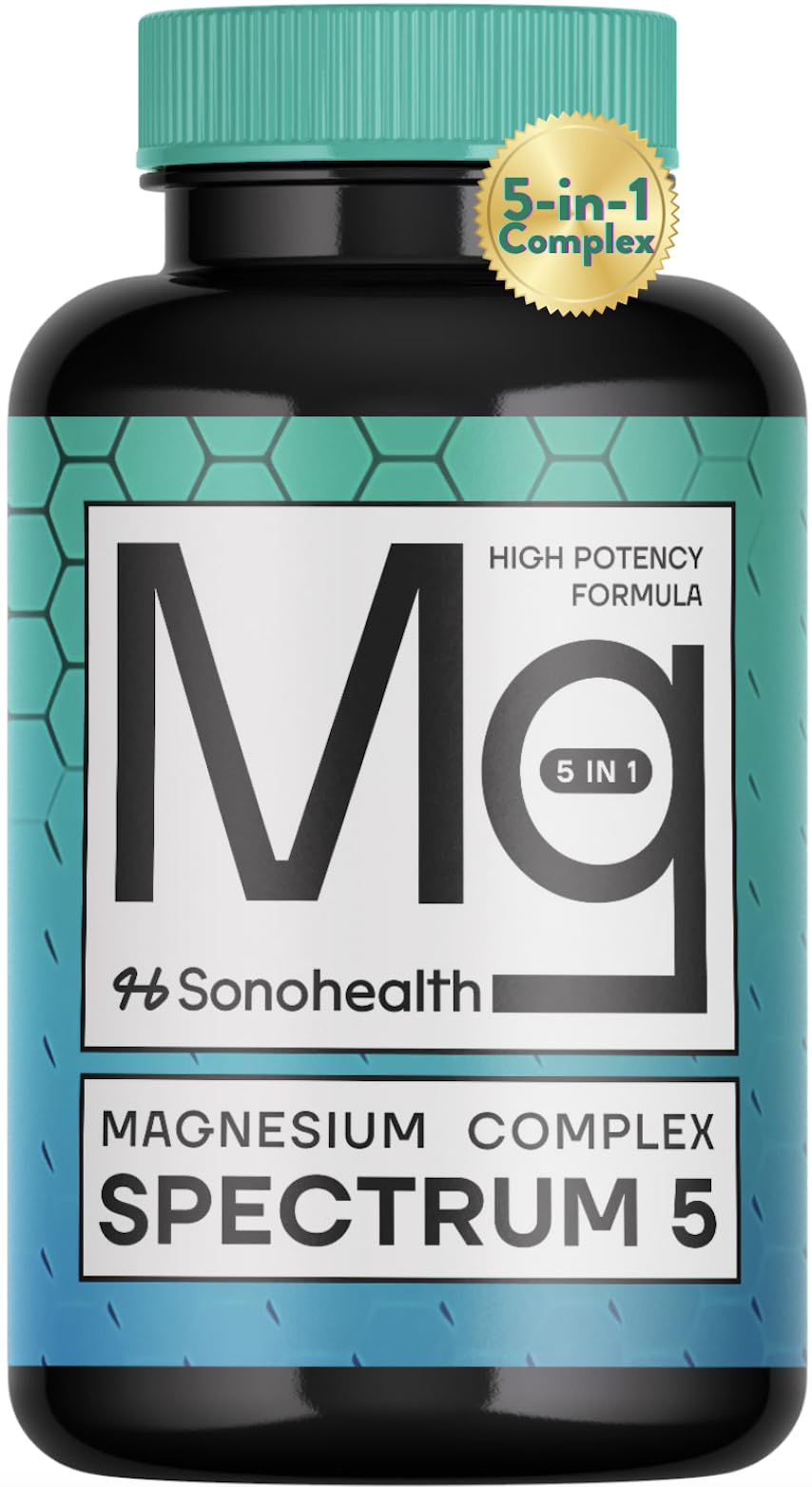 Spectrum 5 Magnesium | 5-in-1 Complex + 72 Trace Minerals for Enhanced Absorption | Irish Sea Sourced | 500mg per Serving | Made in USA, Third Party Tested, GMP Certified