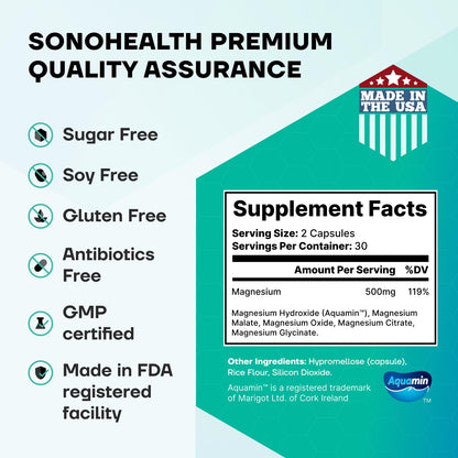 Spectrum 5 Magnesium | 5-in-1 Complex + 72 Trace Minerals for Enhanced Absorption | Irish Sea Sourced | 500mg per Serving | Made in USA, Third Party Tested, GMP Certified