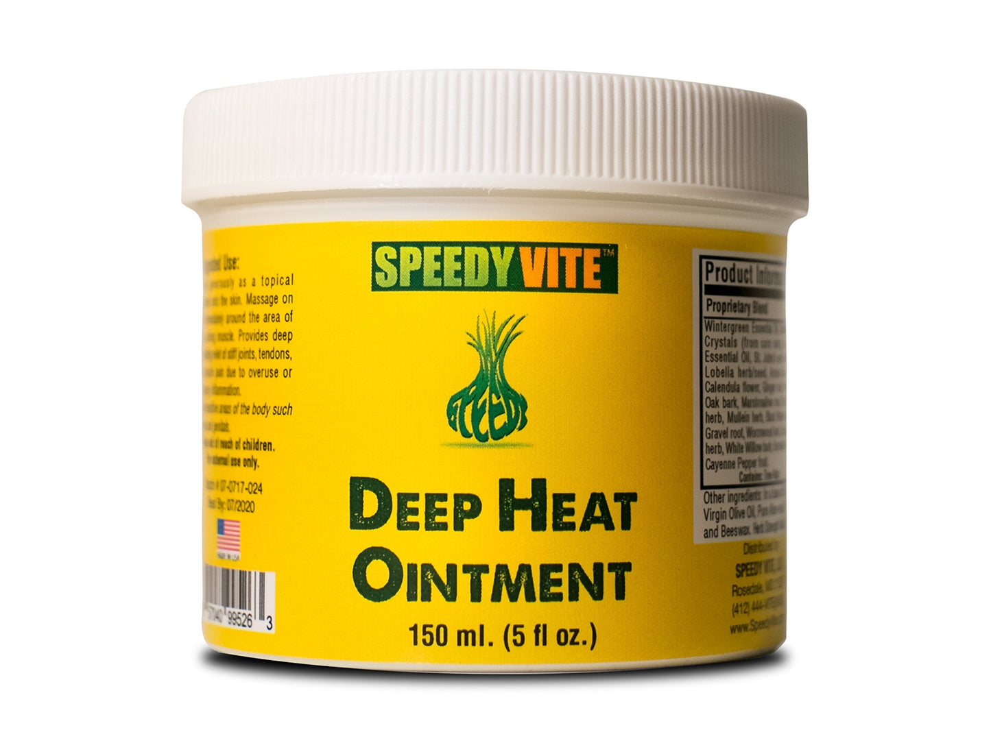 SpeedyVite Deep Heat Ointment 5oz Organic – Cayenne Arnica Menthol Ginger & St. John's Wort