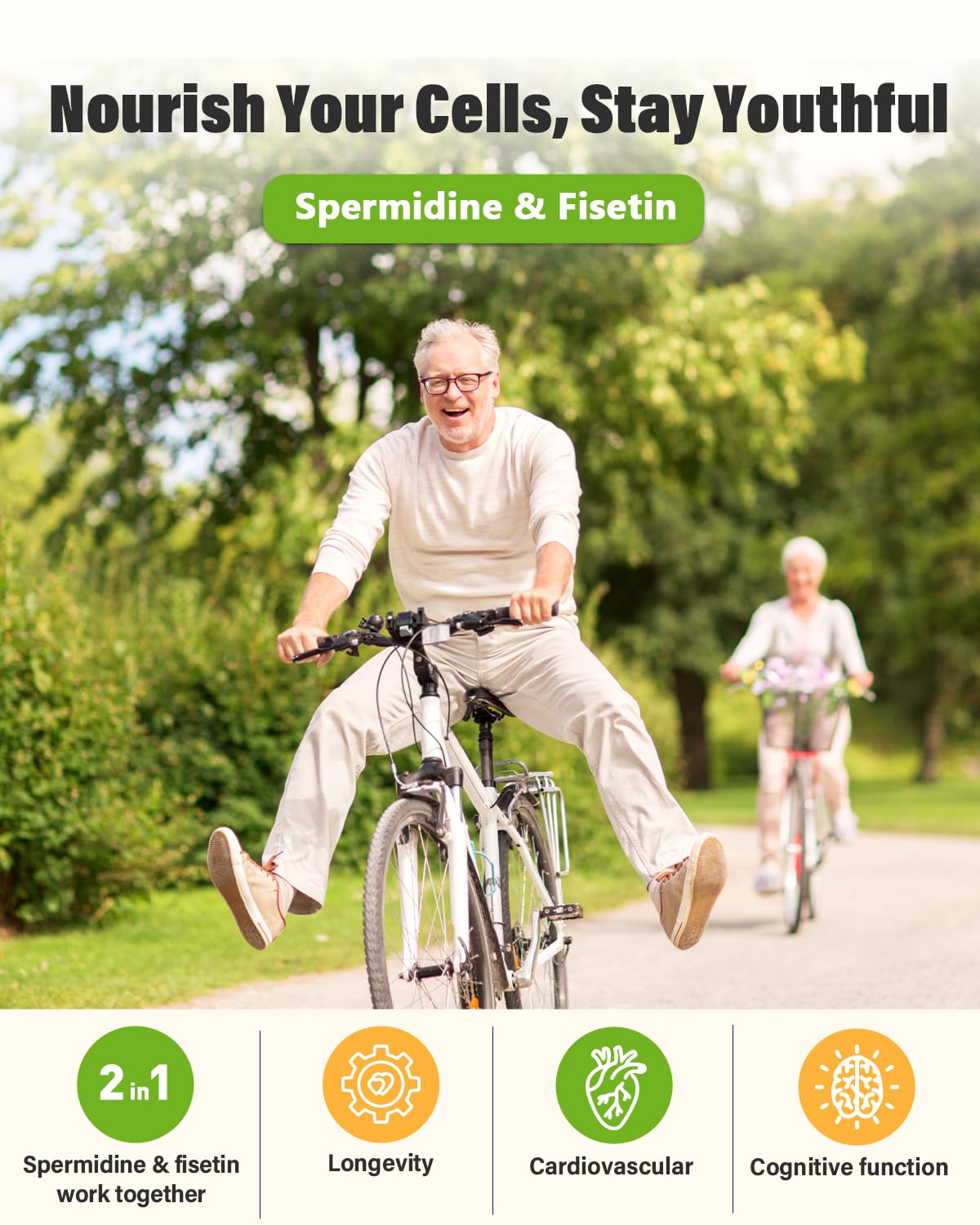 Spermidine & Fisetin Supplement – 20mg Spermidine, 300mg Fisetin | 90 Veggie Caps | Made in USA