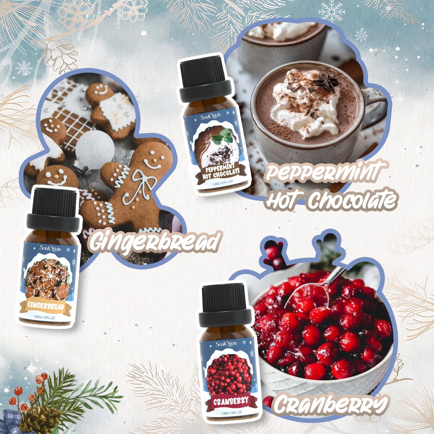 SoulOrigin Winter Essential Oils Set – 6x10ml Fragrance Oils for Diffusers and Gifts