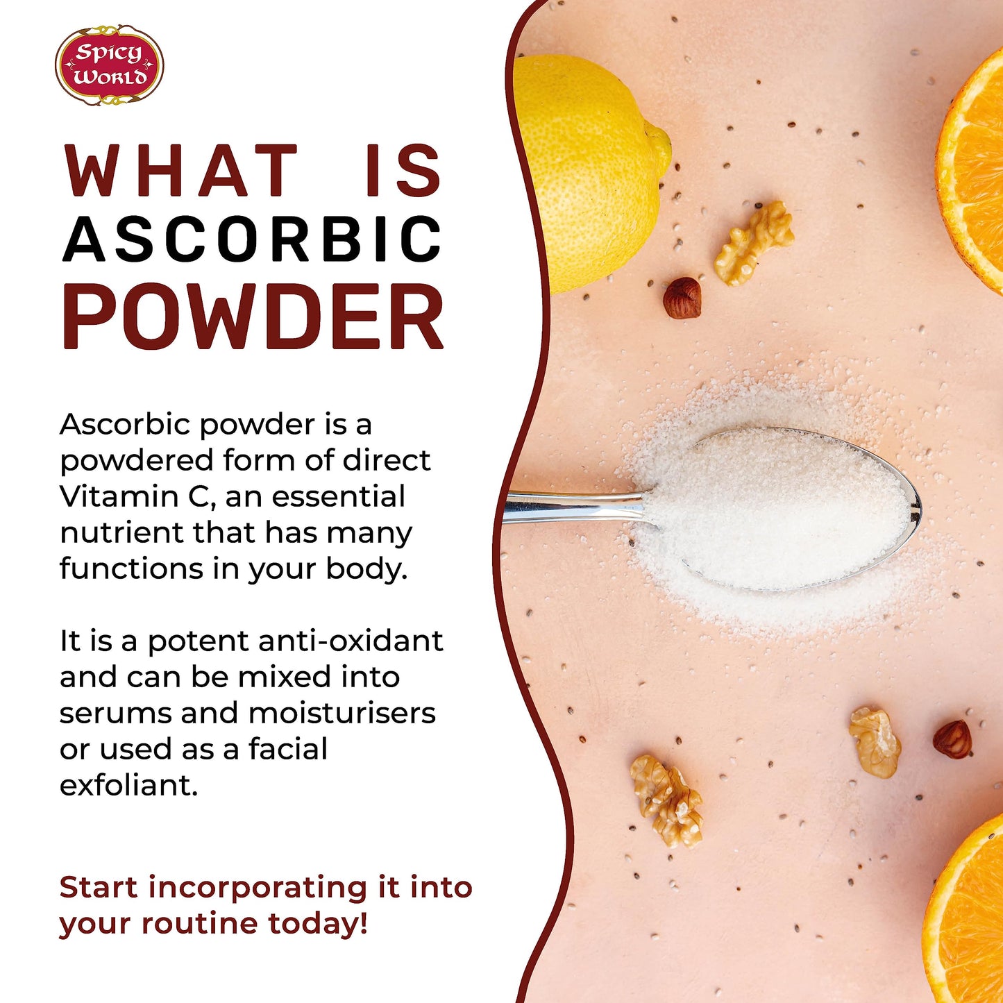 Spicy World Ascorbic Acid 1 LB Bulk Bag - Pure Vitamin C Powder - 100% Pure, Food Grade, Can be Used for Canning, Fruit, Pools - USP Grade (Pack of 2)