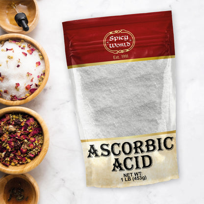 Spicy World Ascorbic Acid 1 LB Bulk Bag - Pure Vitamin C Powder - 100% Pure, Food Grade, Can be Used for Canning, Fruit, Pools - USP Grade (Pack of 2)
