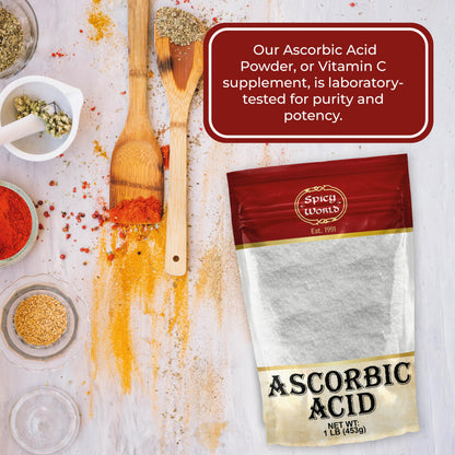 Spicy World Ascorbic Acid 1 lb – Pure Vitamin C Powder (USP, Food Grade)
