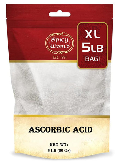 Spicy World Vitamin C Powder 5 lb (Ascorbic Acid) USP | Bulk Dietary Supplement