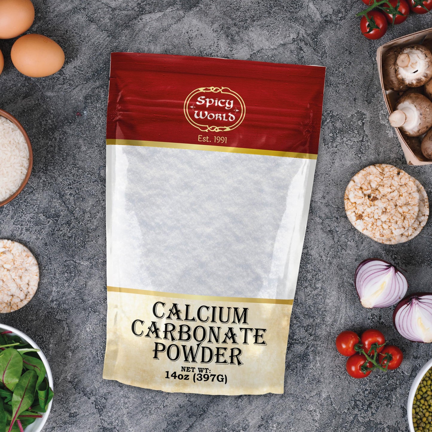 Spicy World Calcium Carbonate Powder 14oz – Dietary Supplement, Food Preservative, Acid Neutralizer